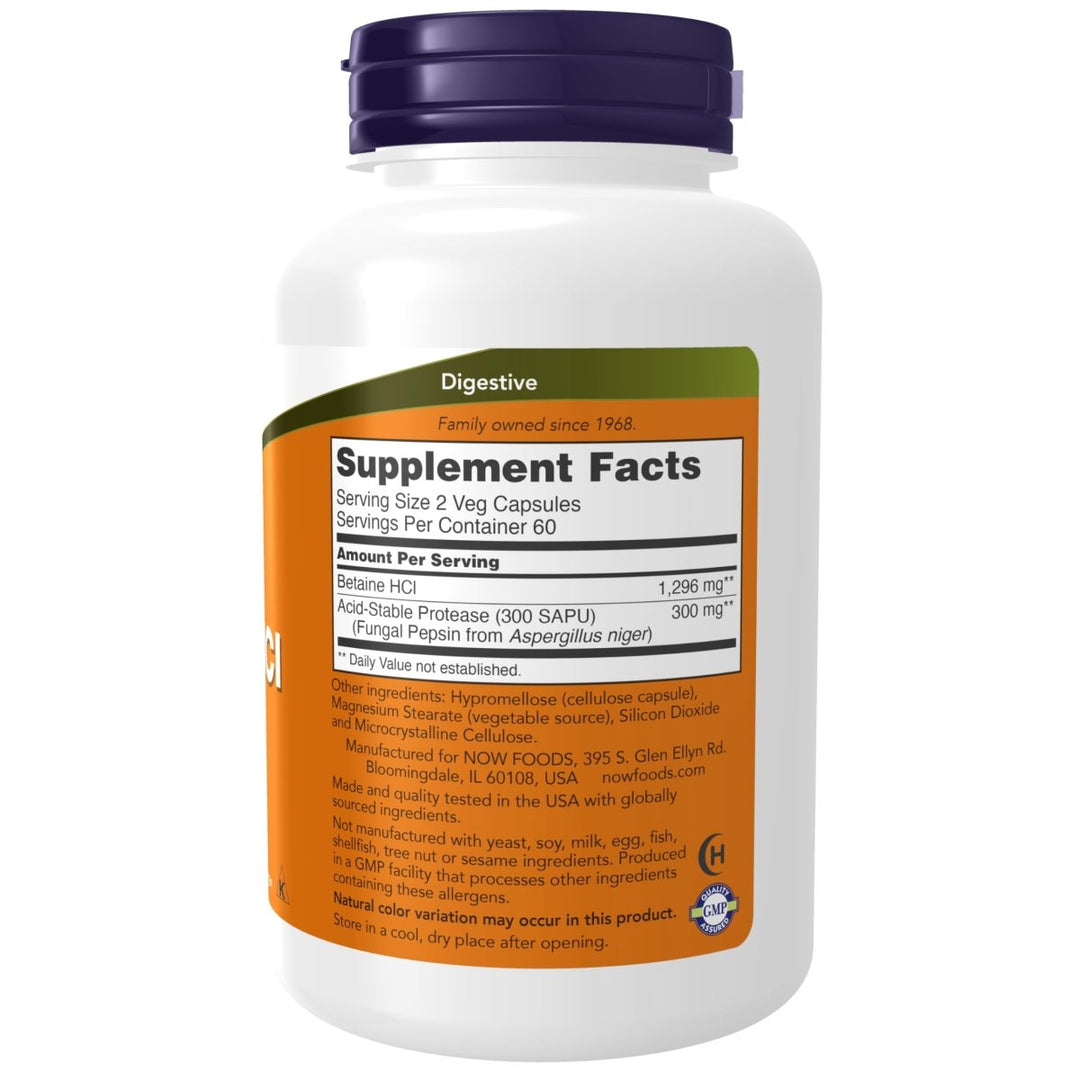 Now Foods Betaine HCl 648 mg 120 Vcaps - 2938 - The Oasis of Health