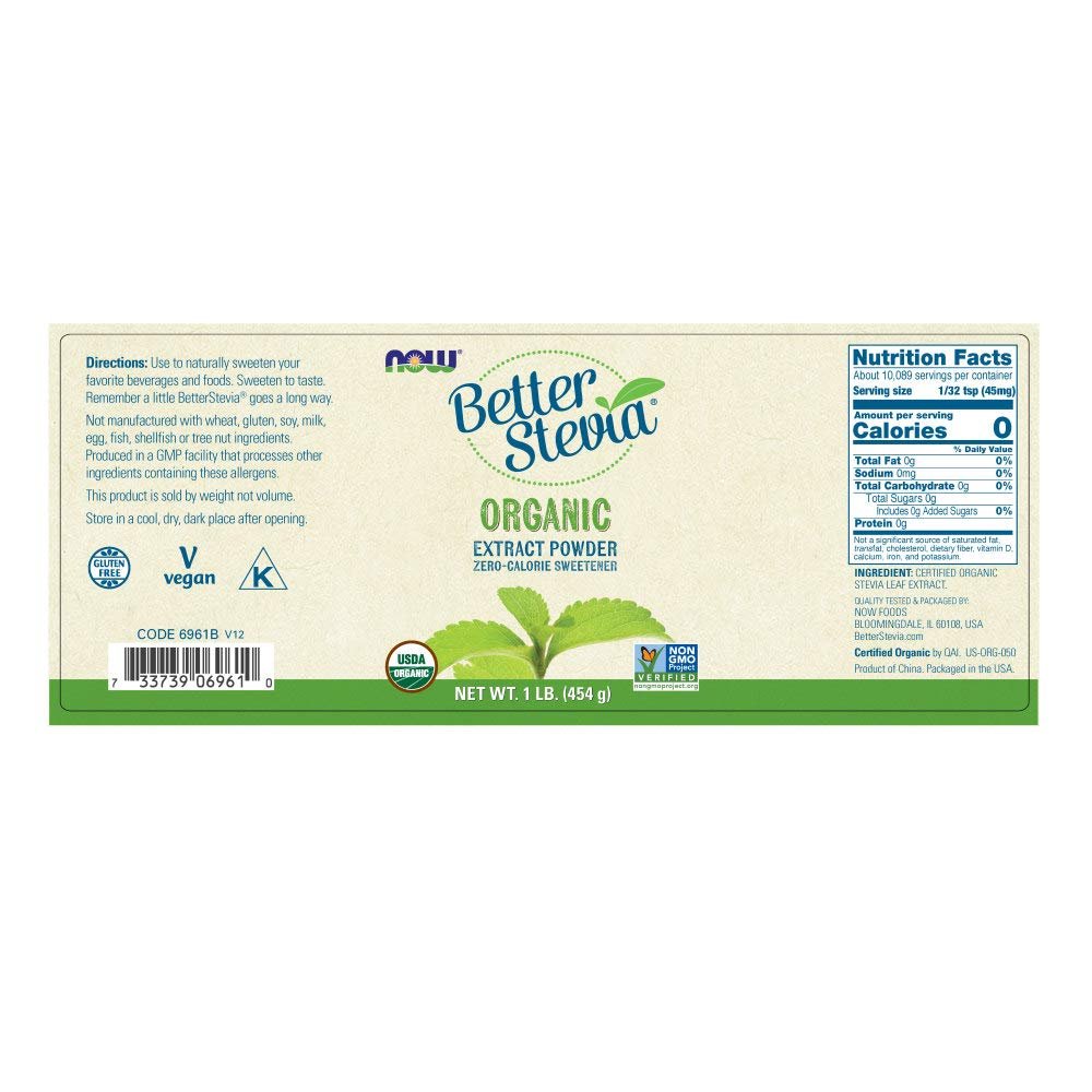 Now Foods BetterStevia Extract Powder Organic 1 Pound - 6961 - The Oasis of Health