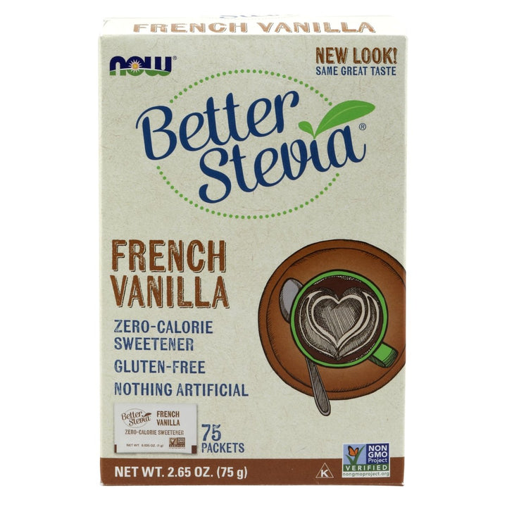 Now Foods BetterStevia French Vanilla 75 Packets Per Box - 6863 - The Oasis of Health