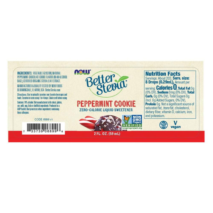Now Foods BetterStevia Liquid Peppermint Cookie 2 Ounce - 6899 - The Oasis of Health