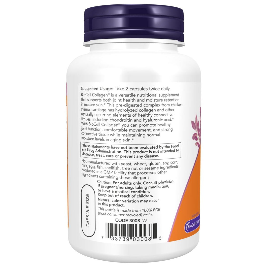 Now Foods BioCell Collagen Hydrolyzed Type II 120 Vcaps - 3008 - The Oasis of Health