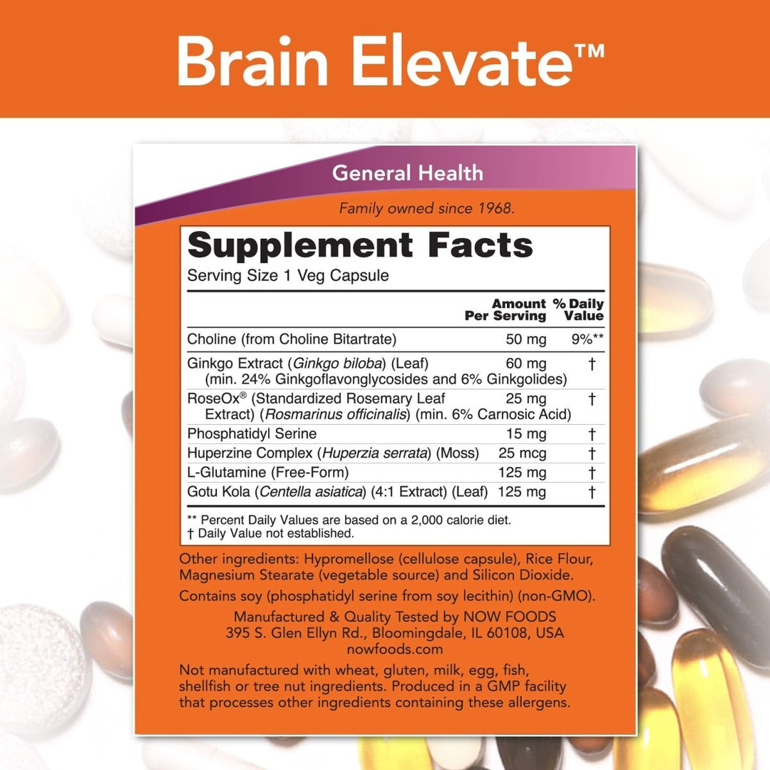 Now Foods Brain Elevate 60 Vcaps - 3303 - The Oasis of Health