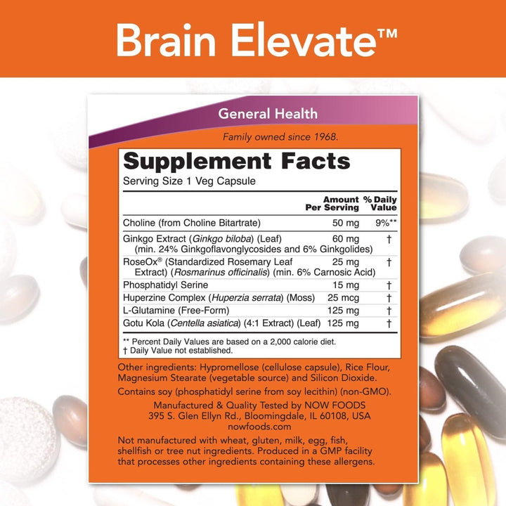 Now Foods Brain Elevate 60 Vcaps - 3303 - The Oasis of Health