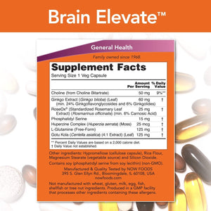Now Foods Brain Elevate 60 Vcaps - 3303 - The Oasis of Health