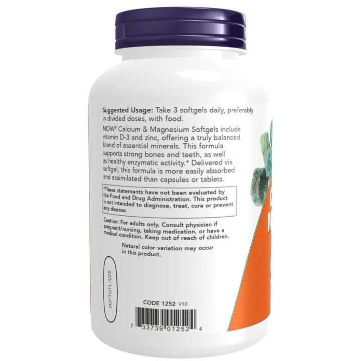 Now Foods Calcium & Magnesium 240 Softgels - 1252 - The Oasis of Health