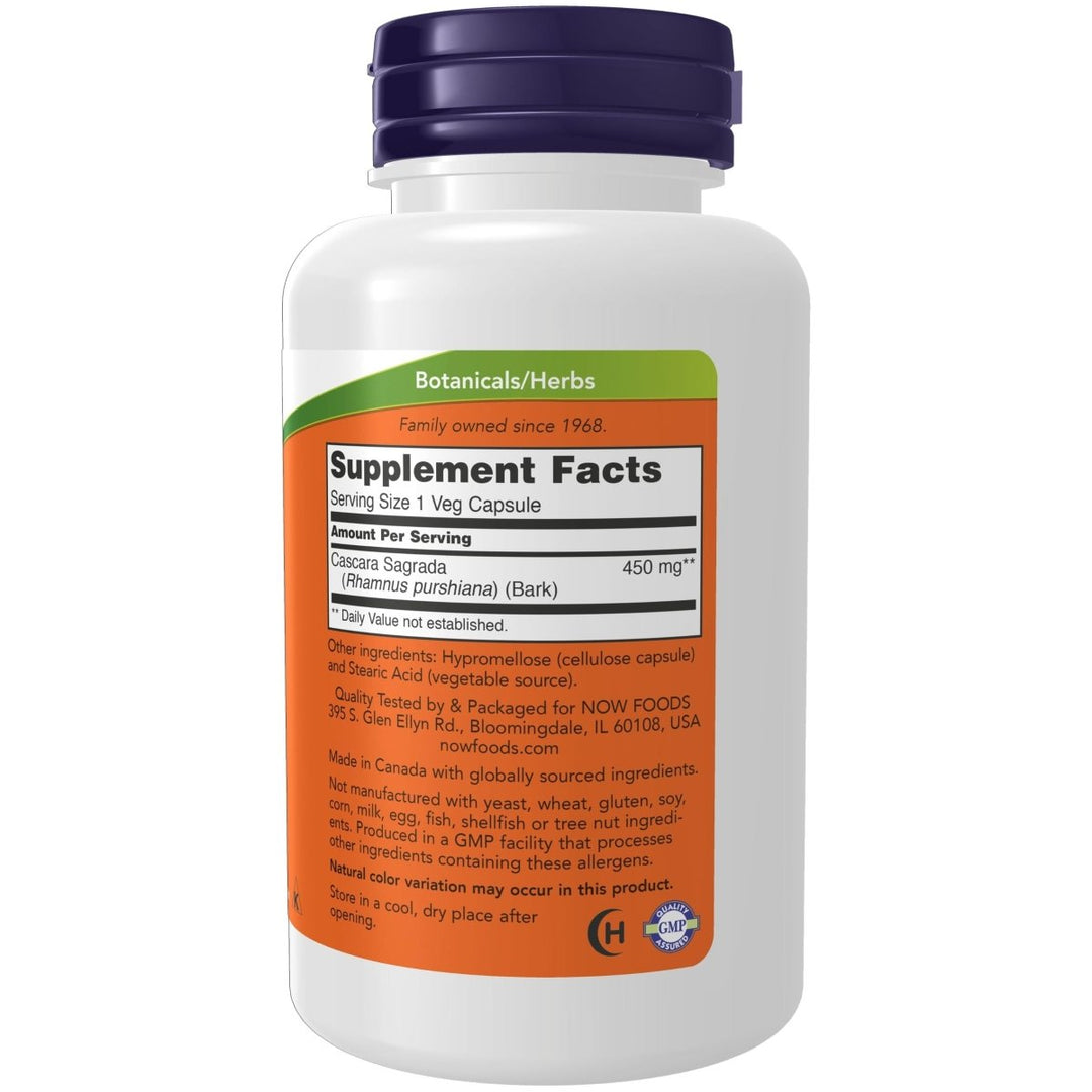 Now Foods Cascara Sagrada 450 mg 100 Vcaps - 4620 - The Oasis of Health