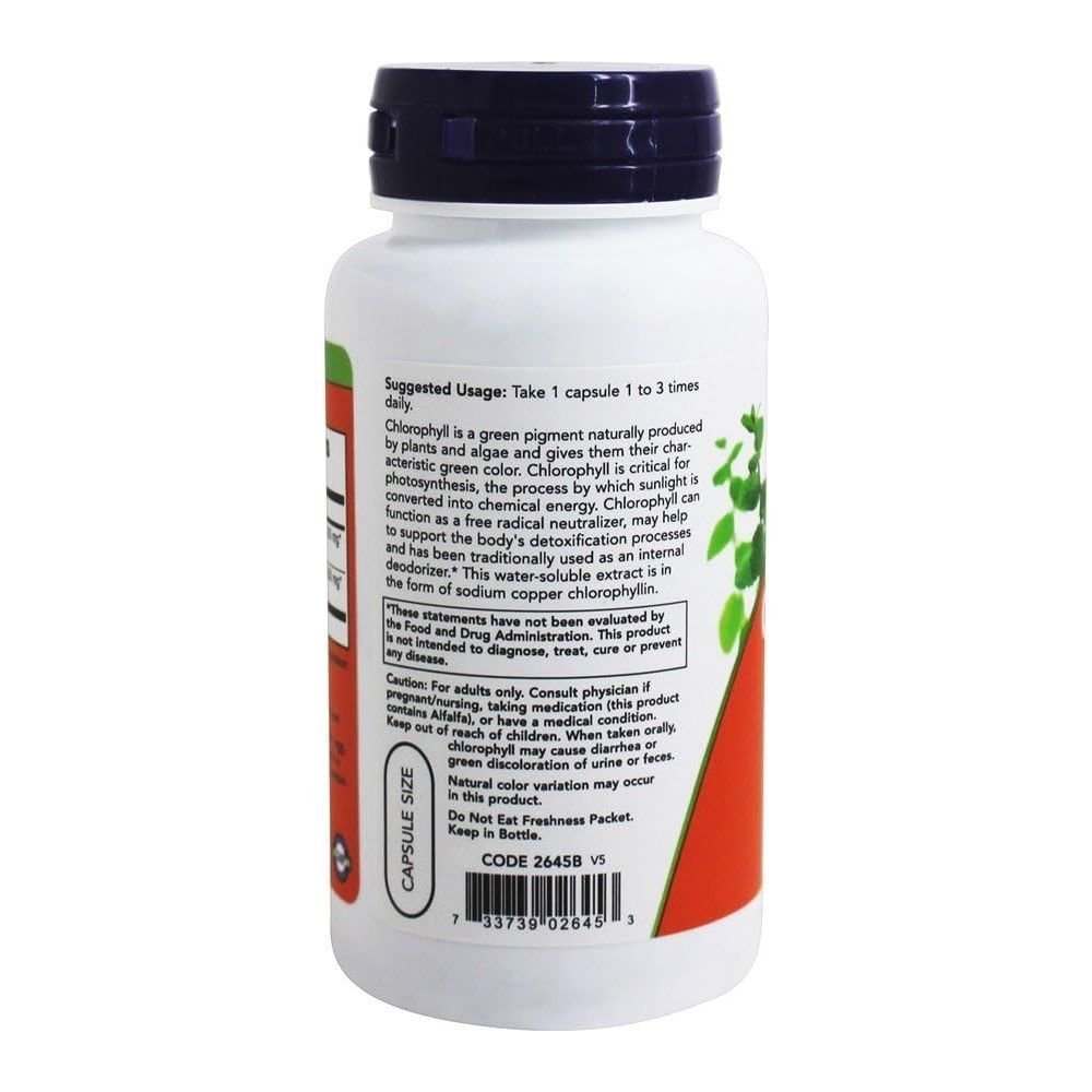 Now Foods Chlorophyll 100 mg 90 Vcaps - 2645 - The Oasis of Health