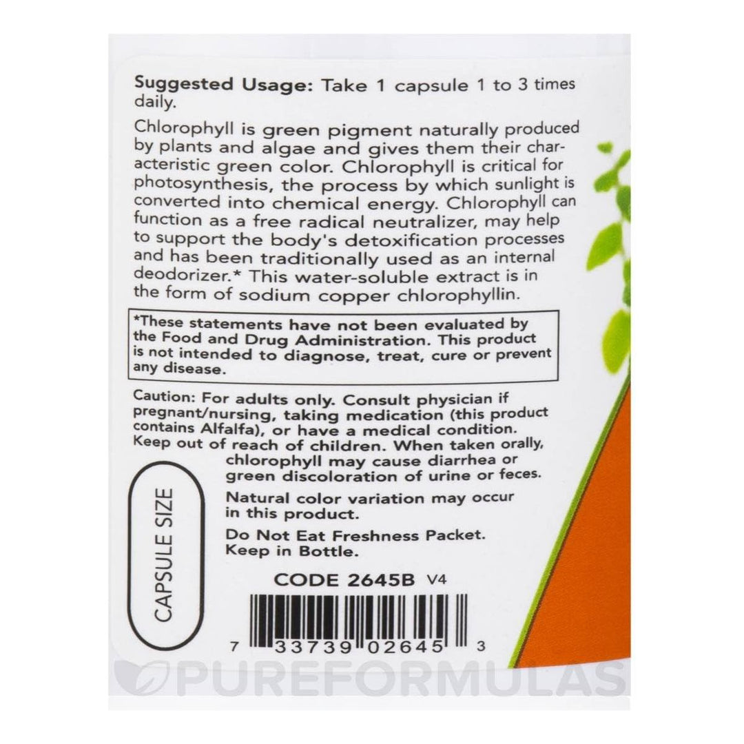 Now Foods Chlorophyll 100 mg 90 Vcaps - 2645 - The Oasis of Health