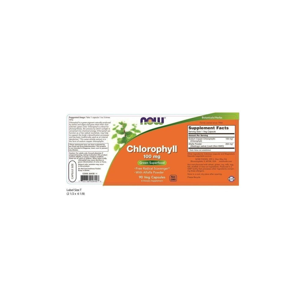 Now Foods Chlorophyll 100 mg 90 Vcaps - 2645 - The Oasis of Health