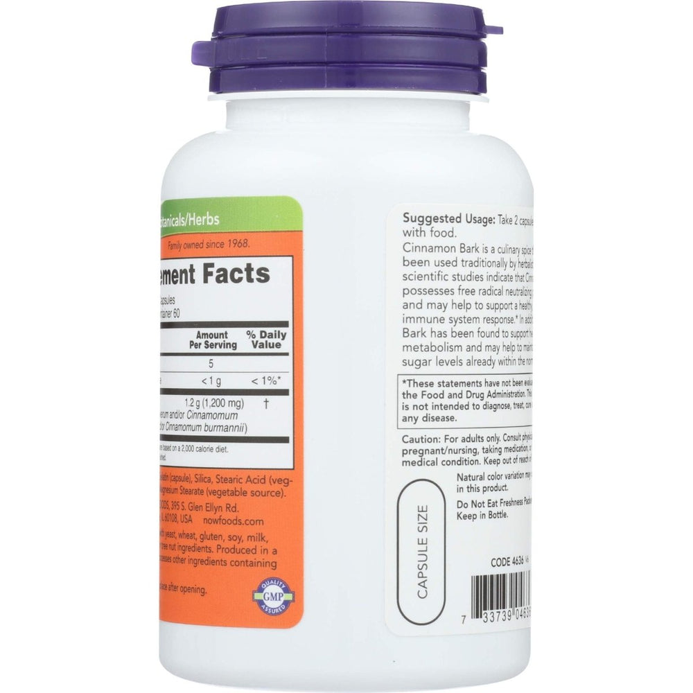 Now Foods Cinnamon Bark 600 mg 120 Vcaps - 4636 - The Oasis of Health