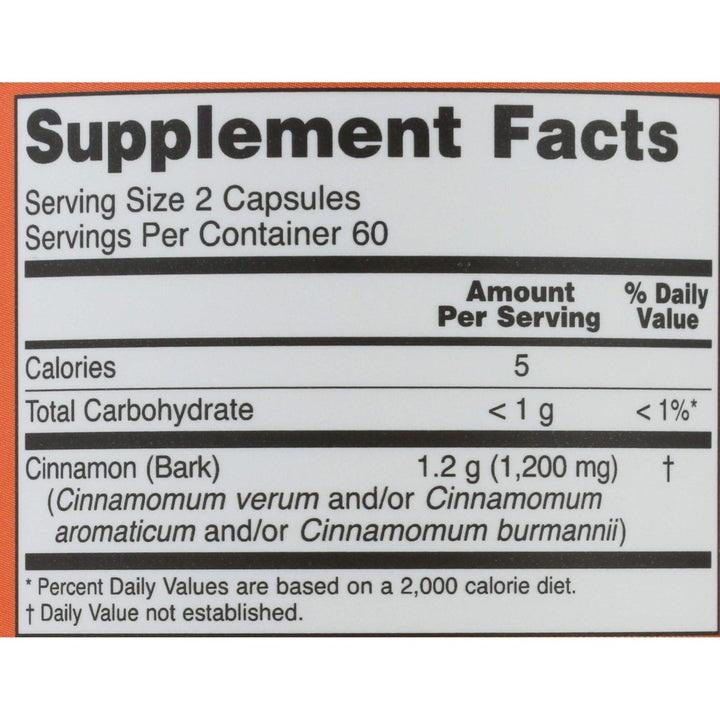 Now Foods Cinnamon Bark 600 mg 120 Vcaps - 4636 - The Oasis of Health