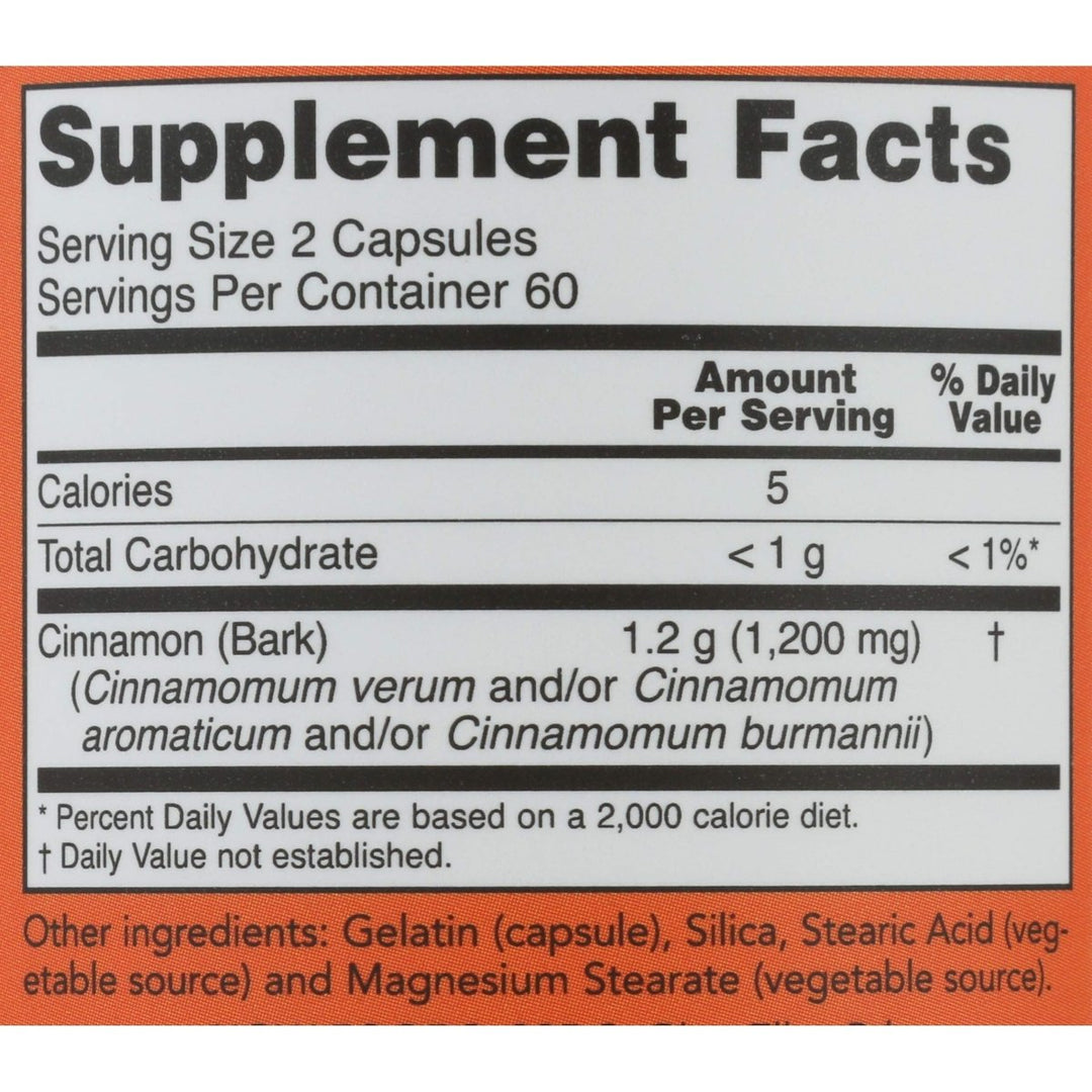 Now Foods Cinnamon Bark 600 mg 120 Vcaps - 4636 - The Oasis of Health