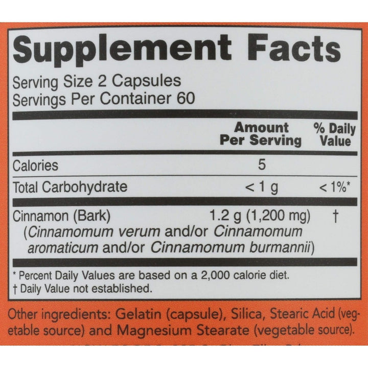 Now Foods Cinnamon Bark 600 mg 120 Vcaps - 4636 - The Oasis of Health