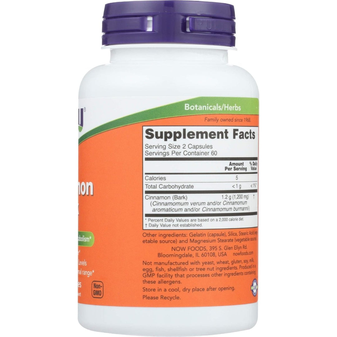 Now Foods Cinnamon Bark 600 mg 120 Vcaps - 4636 - The Oasis of Health