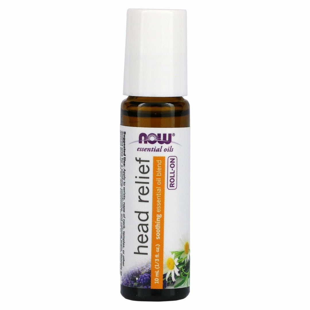 NOW Foods Essential Oils, Head Relief Roll - On, Certified Non - GMO, Soothing Blend, Steam Distilled, Topical Aromatherapy, 10 - mL - The Oasis of Health