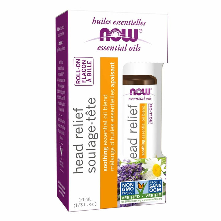NOW Foods Essential Oils, Head Relief Roll - On, Certified Non - GMO, Soothing Blend, Steam Distilled, Topical Aromatherapy, 10 - mL - The Oasis of Health