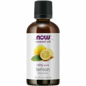 NOW Foods Essential Oils, Lemon Oil, Cheerful Aromatherapy Scent, Cold Pressed, 100% Pure, Vegan, Child Resistant Cap, 4 - Ounce - The Oasis of Health