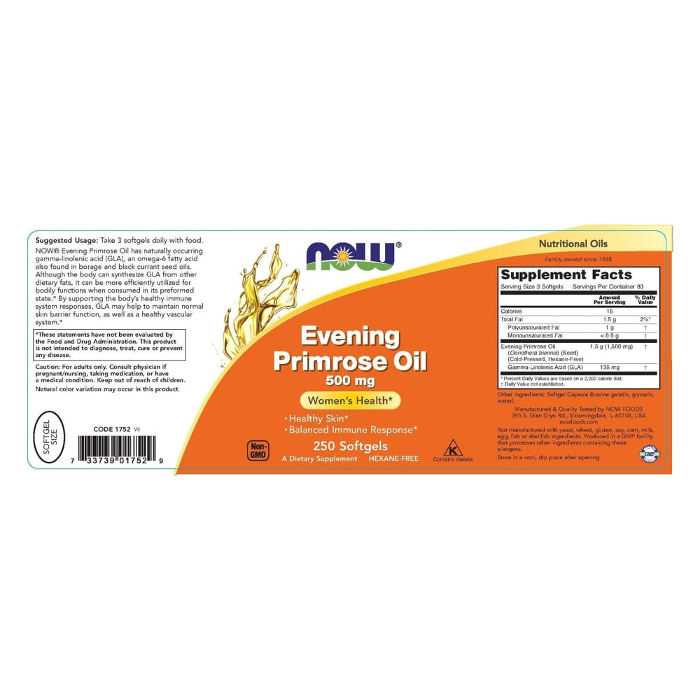 Now Foods Evening Primrose Oil 500 mg 250 Softgels - 1752 - The Oasis of Health