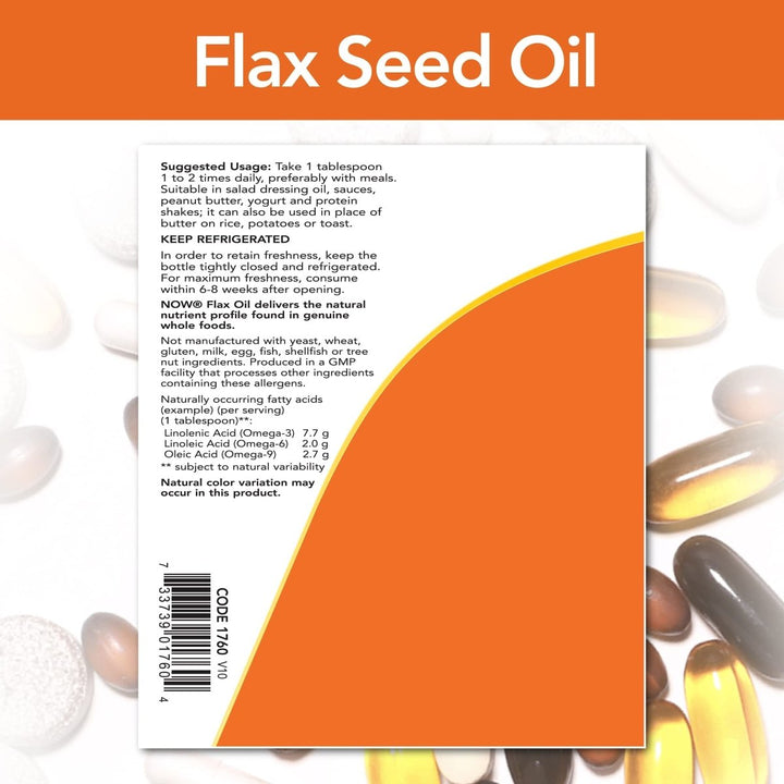 Now Foods Flax Seed Oil Liquid Organic 12oz - 1760 - The Oasis of Health