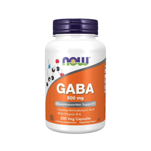 Now Foods GABA 500 mg + B - 6 200 Vcaps - 0088 - The Oasis of Health
