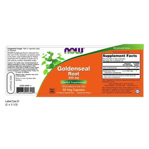 Now Foods Goldenseal Root 500 mg 50 Vcaps - 4690 - The Oasis of Health