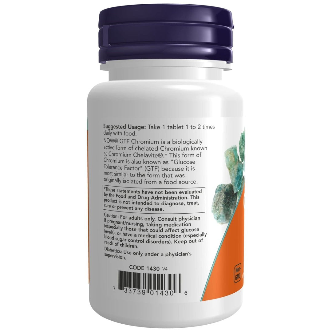 Now Foods GTF Chromium 200 mcg Yeast Free 100 Tablets - 1430 - The Oasis of Health