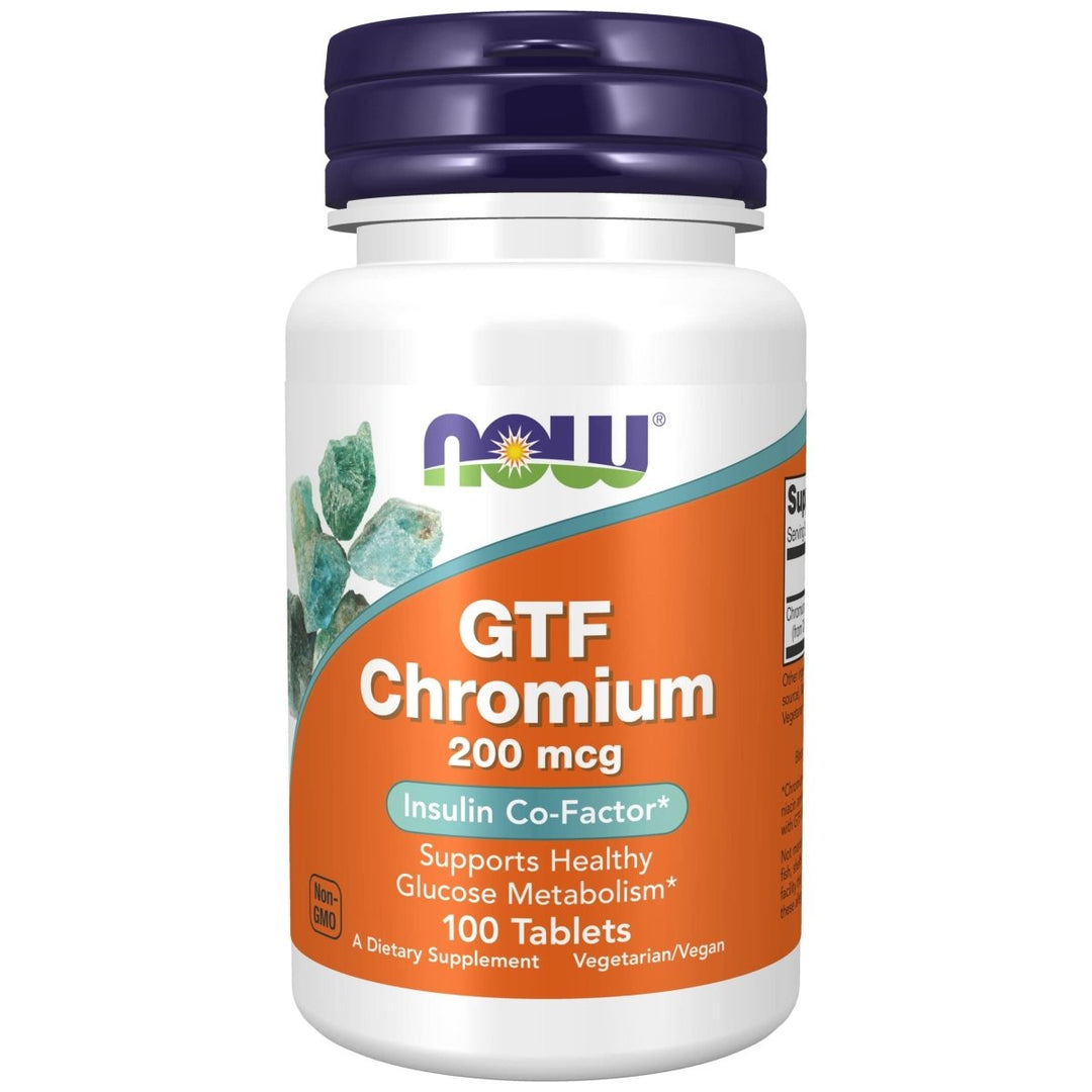 Now Foods GTF Chromium 200 mcg Yeast Free 100 Tablets - 1430 - The Oasis of Health