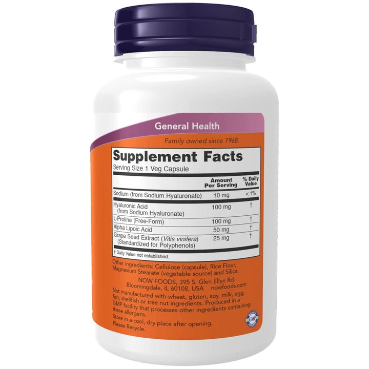Now Foods Hyaluronic Acid Double Strength 100 mg 120 Vcaps - 3151 - The Oasis of Health