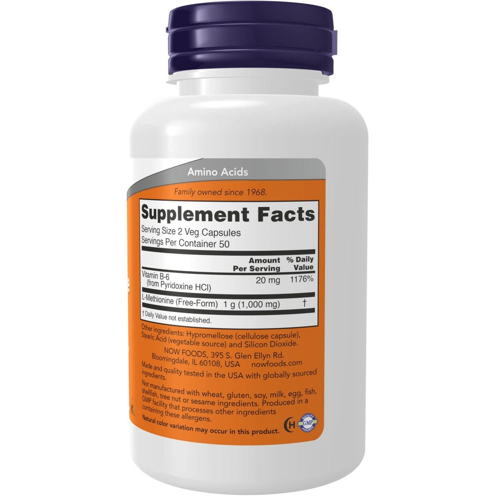Now Foods L - Methionine 500 mg 100 Capsules - 0117 - The Oasis of Health