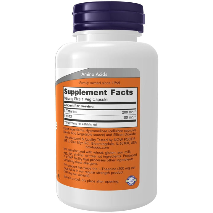 Now Foods L - Theanine Double Strength 200 mg 120 Vcaps - 0148 - The Oasis of Health