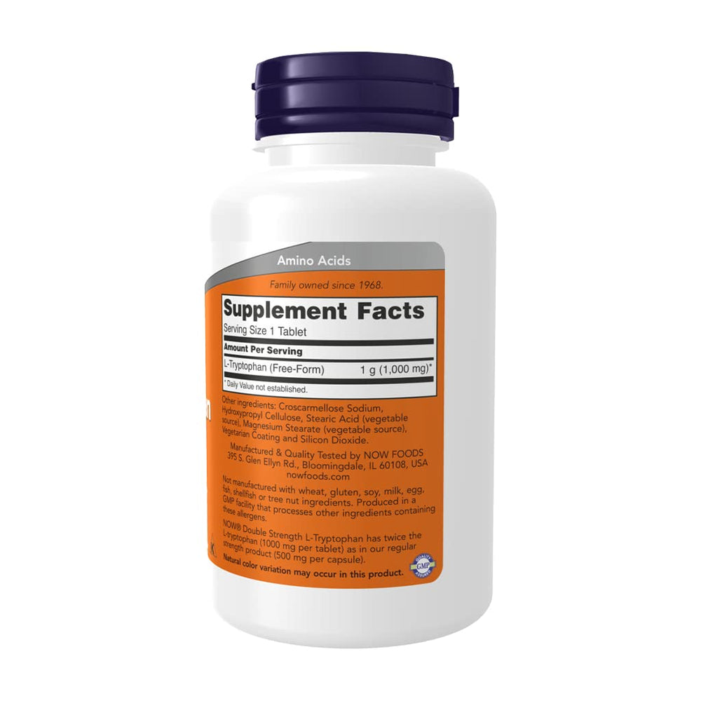 Now Foods L - Tryptophan Double Strength 1000 mg 60 Tablets - 0169 - The Oasis of Health