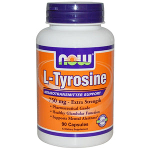 Now Foods L - Tyrosine 750 mg Extra Strength 90 Vcaps - 0165 - The Oasis of Health