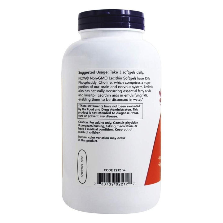 Now Foods Lecithin 1200 mg 200 Softgels - 2212 - The Oasis of Health