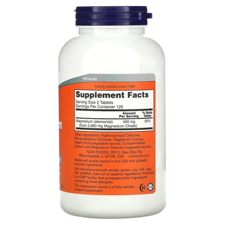 Now Foods Magnesium Citrate 200mg 250 Tablets - 1292 - The Oasis of Health