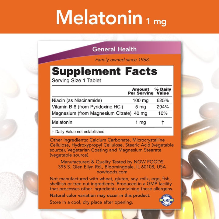 Now Foods Melatonin 1 mg 100 Tablets - 3262 - The Oasis of Health