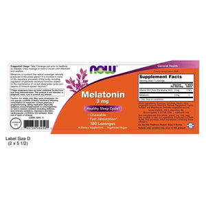 Now Foods Melatonin 3 mg 180 Lozenges - 3259 - The Oasis of Health