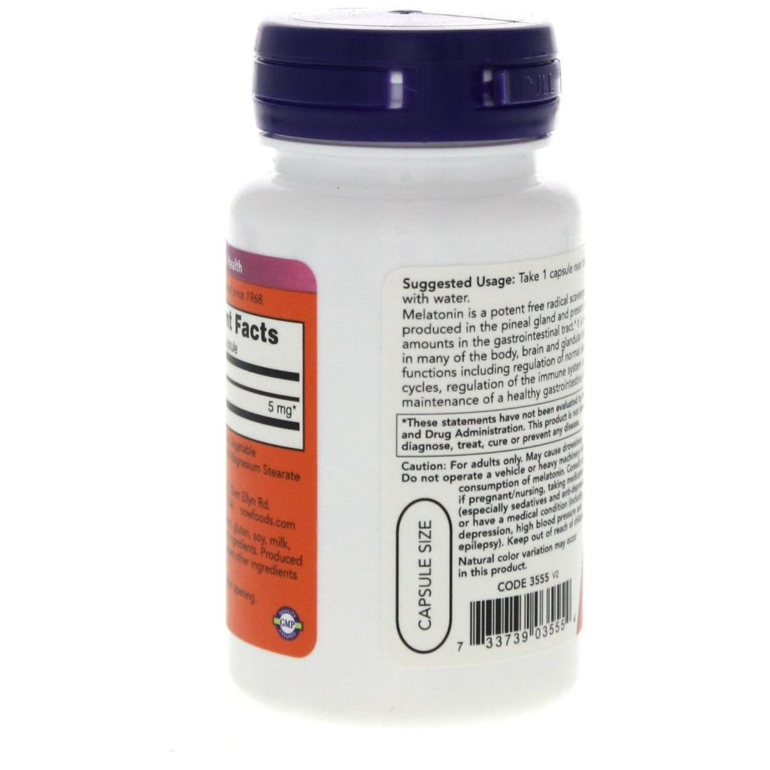 Now Foods Melatonin 5 mg 60 Vcaps - 3555 - The Oasis of Health