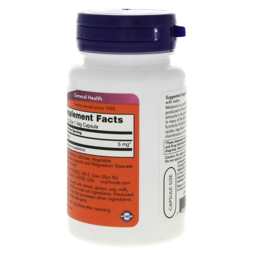 Now Foods Melatonin 5 mg 60 Vcaps - 3555 - The Oasis of Health