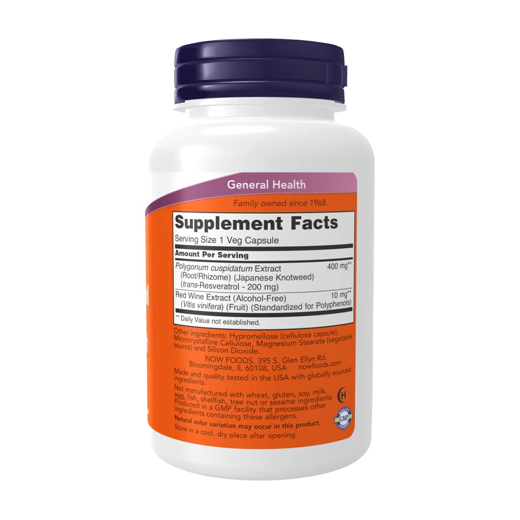 Now Foods Natural Resveratrol 200 mg 60 Vcaps - 3353 - The Oasis of Health