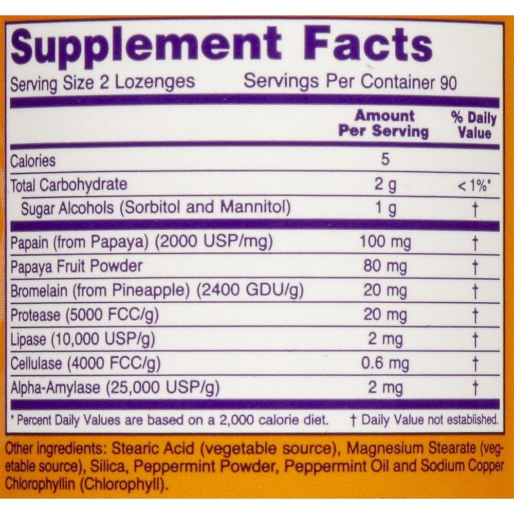 Now Foods Papaya Enzyme 180 Lozenges - 2970 - The Oasis of Health