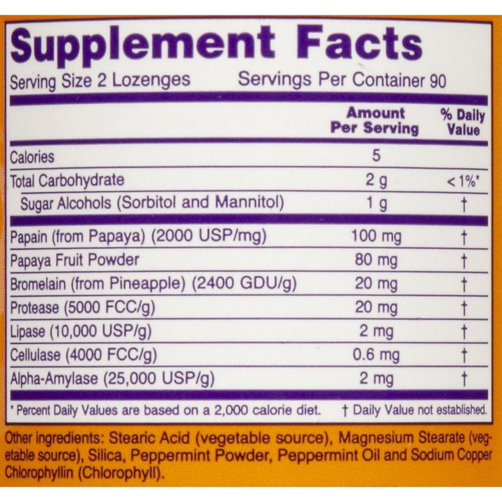 Now Foods Papaya Enzyme 180 Lozenges - 2970 - The Oasis of Health