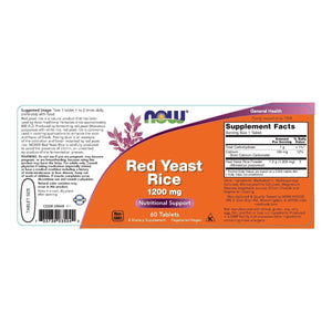 Now Foods Red Yeast Rice 1200 mg 60 Tablets - 3504 - The Oasis of Health