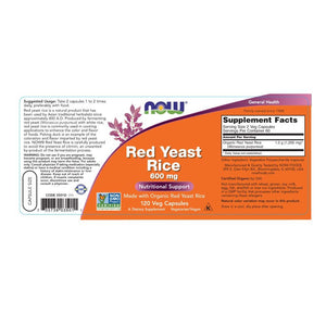Now Foods Red Yeast Rice 600 mg 120 Vcaps - 3501 - The Oasis of Health