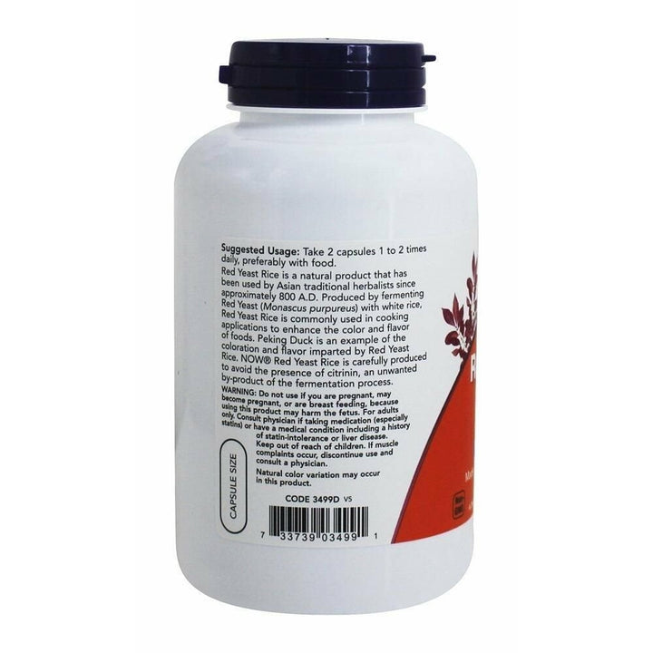 Now Foods Red Yeast Rice 600 mg 240 Vcaps - 3499 - The Oasis of Health