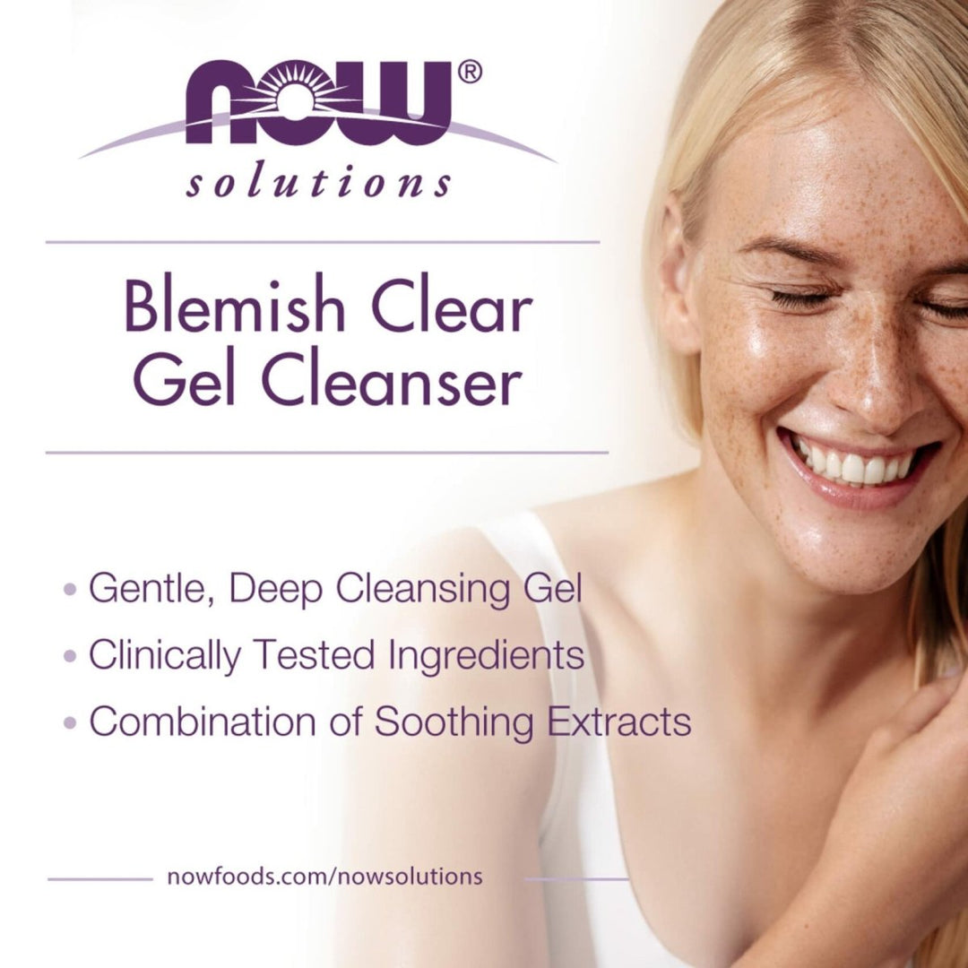 NOW Foods Solutions, Blemish Clear Gel Cleanser, Gentle Deep Cleansing, Cleans Pores, Purify, 4 - Ounce - The Oasis of Health