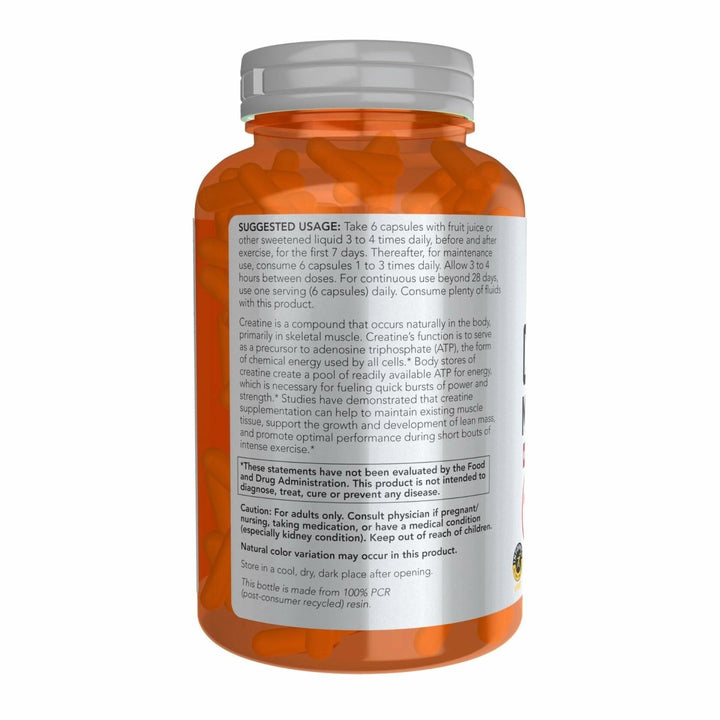 NOW Foods Sports Nutrition, Creatine Monohydrate 750 mg, Mass Building*/Energy Production*, 240 Veg Capsules - The Oasis of Health