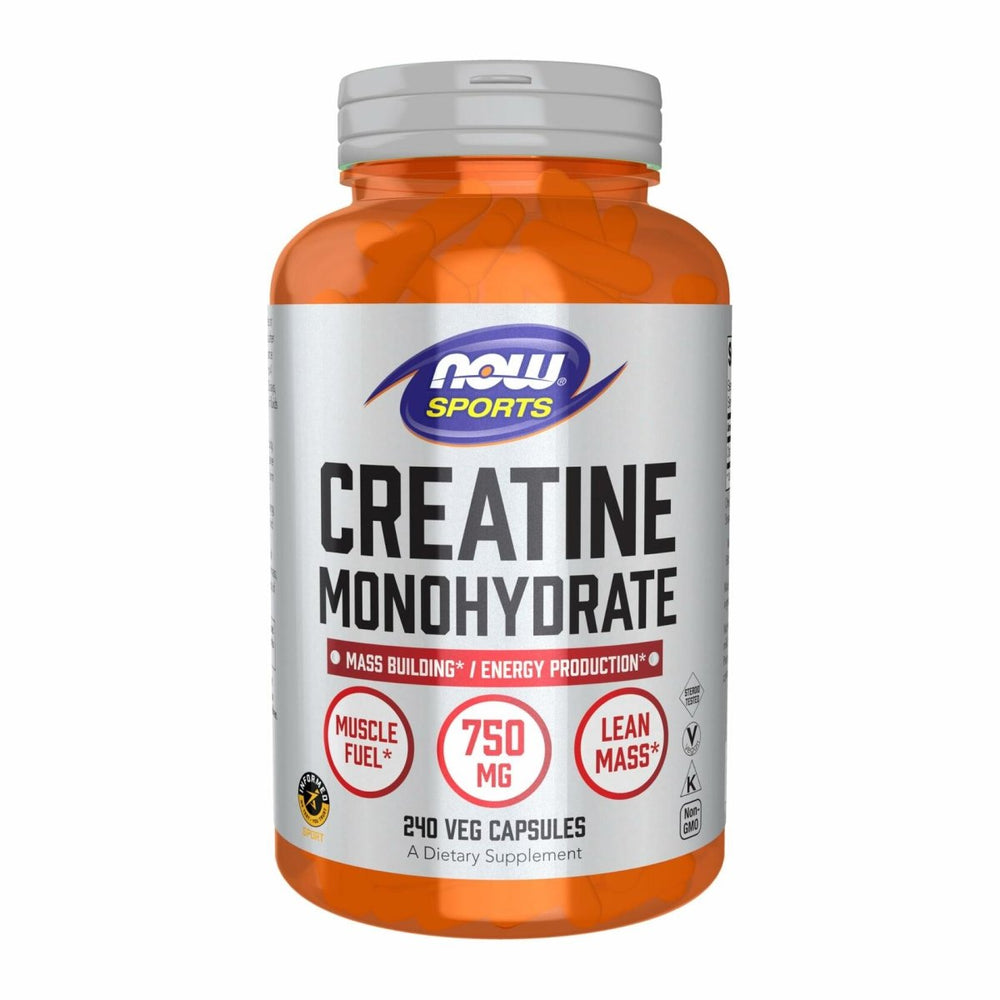 NOW Foods Sports Nutrition, Creatine Monohydrate 750 mg, Mass Building*/Energy Production*, 240 Veg Capsules - The Oasis of Health