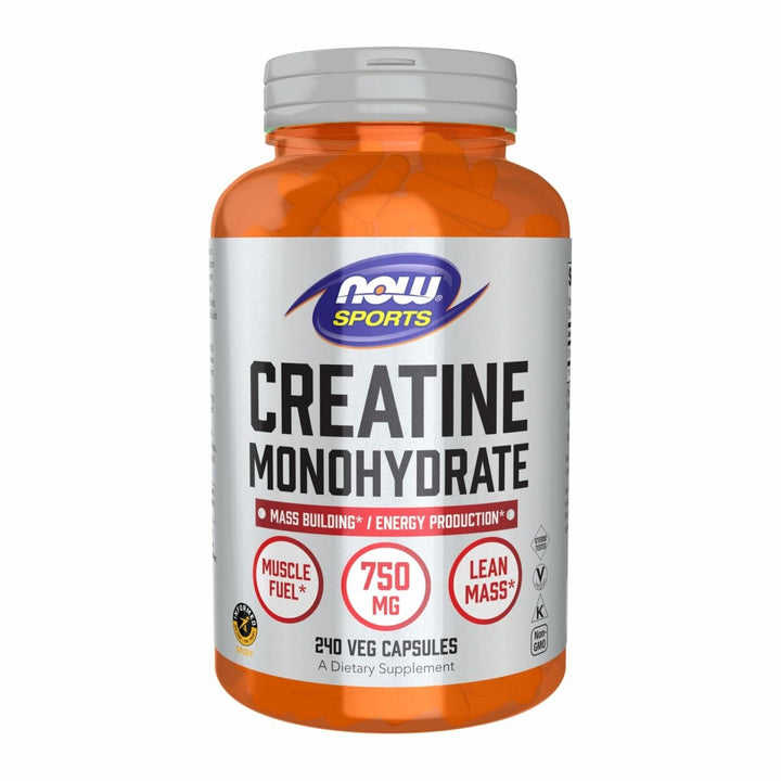 NOW Foods Sports Nutrition, Creatine Monohydrate 750 mg, Mass Building*/Energy Production*, 240 Veg Capsules - The Oasis of Health