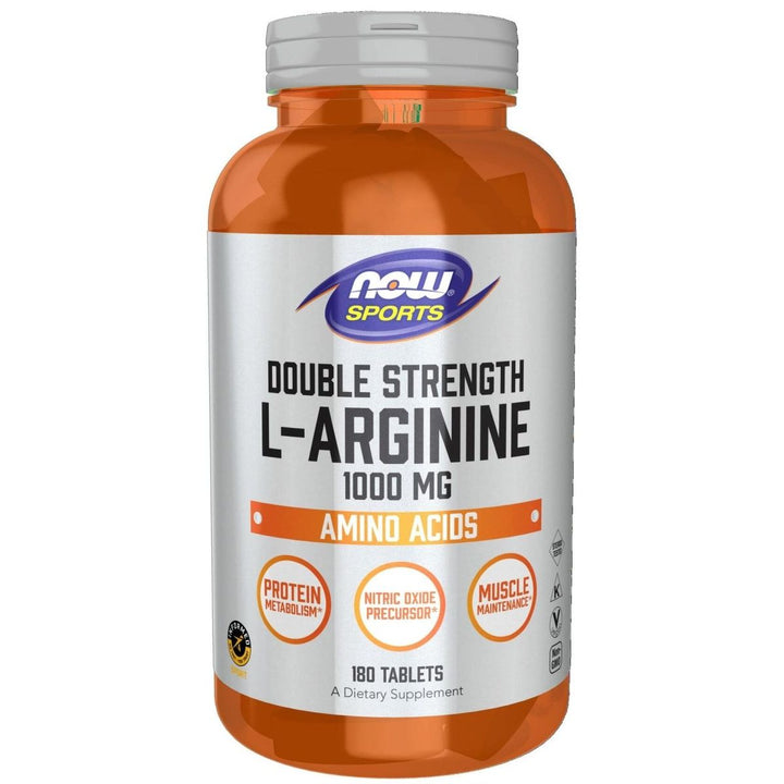 NOW Foods Sports Nutrition, L - Arginine Double Strength 1000mg, Nitric Oxide Precursor, Amino Acids, 180 Tablets - The Oasis of Health