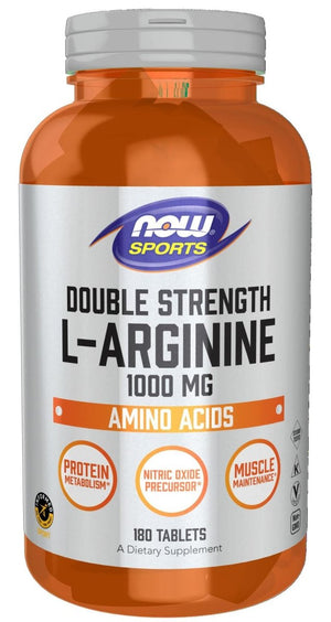 NOW Foods Sports Nutrition, L - Arginine Double Strength 1000mg, Nitric Oxide Precursor, Amino Acids, 180 Tablets - The Oasis of Health